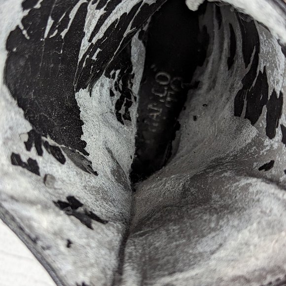 vintage 90s womens Franco Sarto cow print calf hair boots black/tan US 7.5 M - Picture 7 of 7